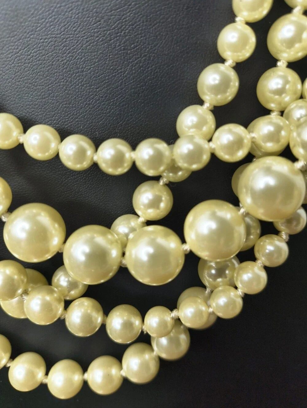 J.Crew Multi Strand Graduated Faux Pearl Statement Necklace Gold Tone